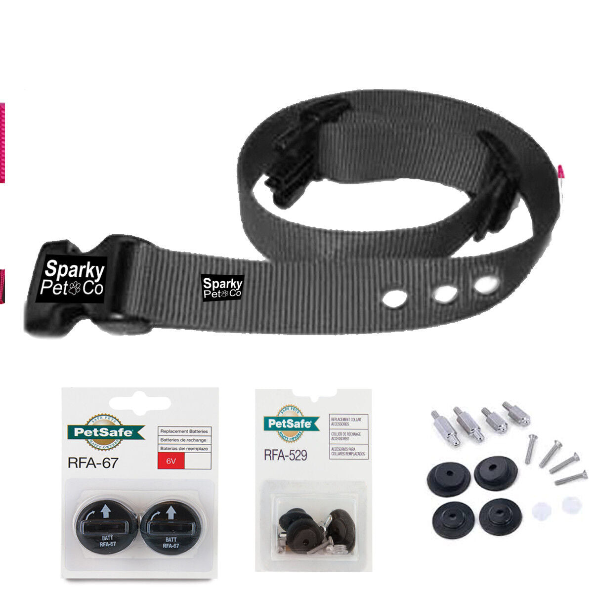 3/4 " 3 Consecutive Hole Dog Fence Replacement Strap + RFA 529 Kit With 2 High Tech Batterys