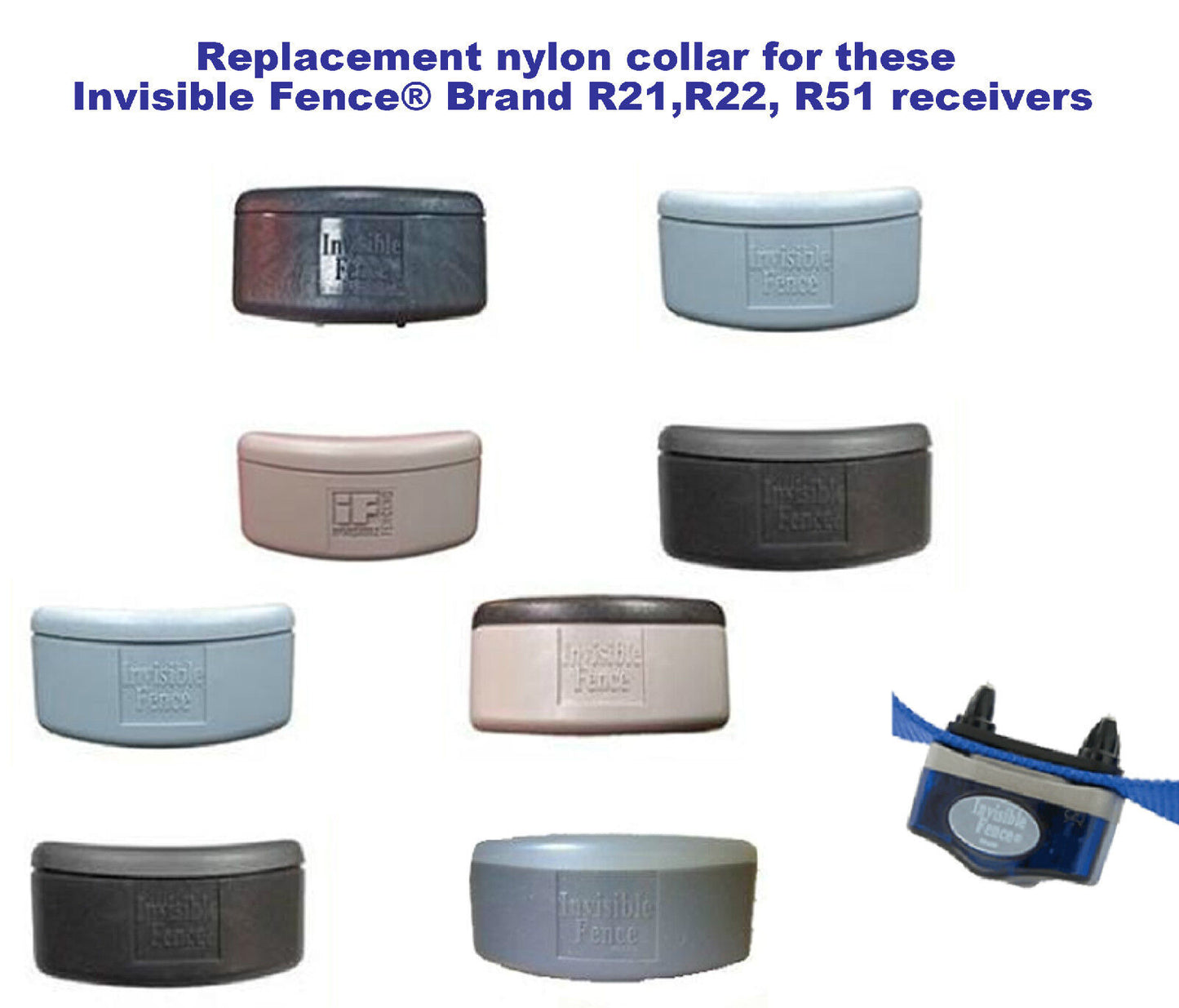 Invisible Fence Brand R21 R22 R51 Replacement Nylon Collar 3/4" 2 Hole 1 5/8"