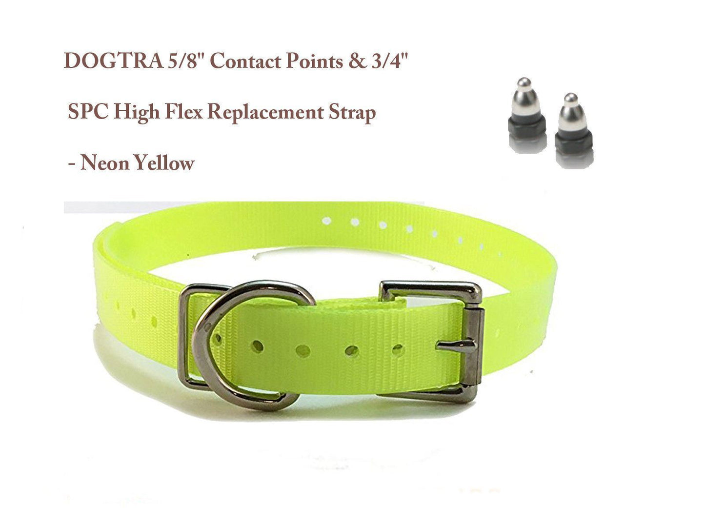 DOGTRA 5/8" Contact Points & 3/4" SPC High Flex Replacement Strap - Neon Yellow