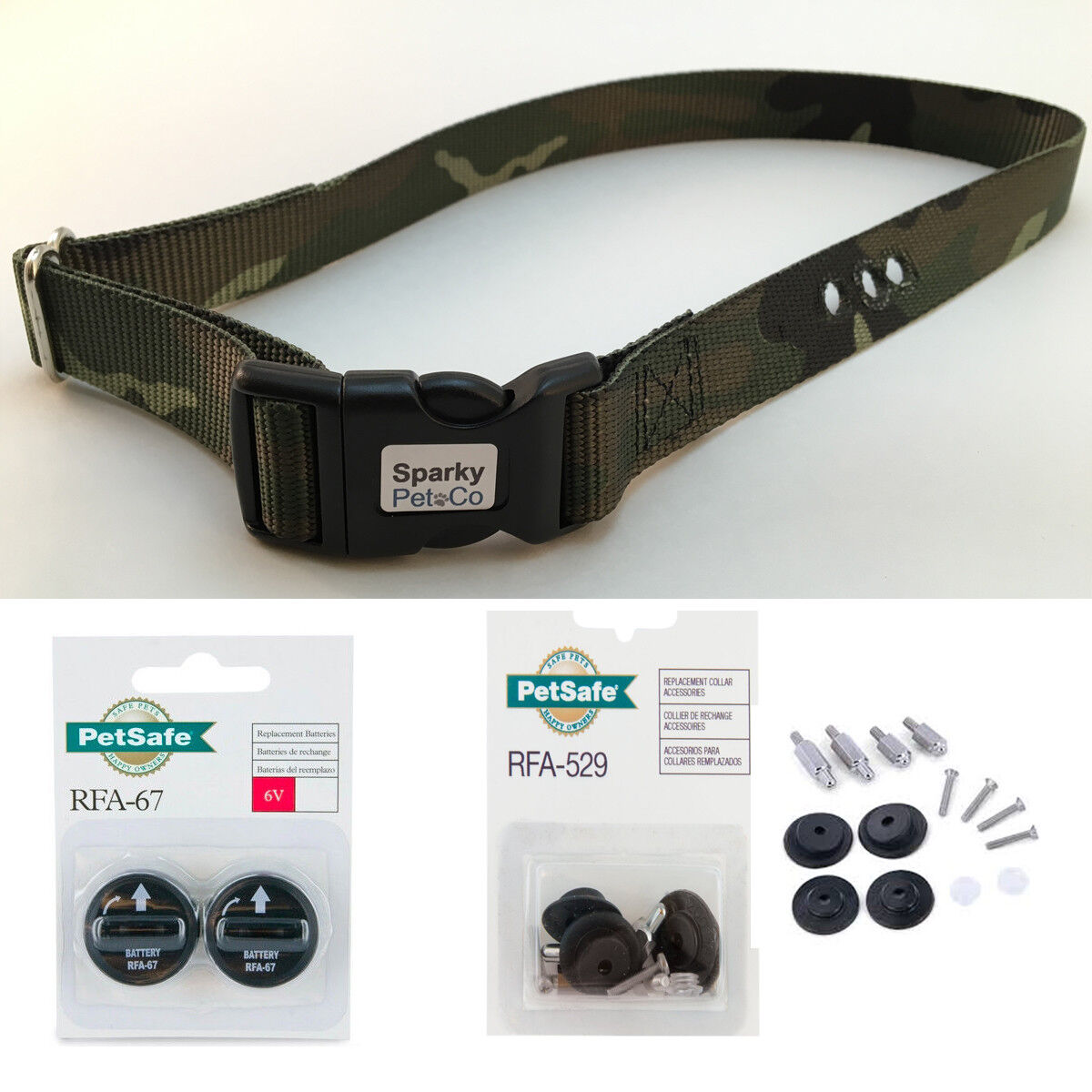 3/4 " 3 Consecutive Hole Dog Fence Replacement Strap + RFA 529 Kit With 2 High Tech Batterys