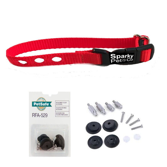 Sparky Pet Co 3/4" 3 Consecutive Hole Dog Fence Strap + PetSafe RFA 529 Kit, Orange