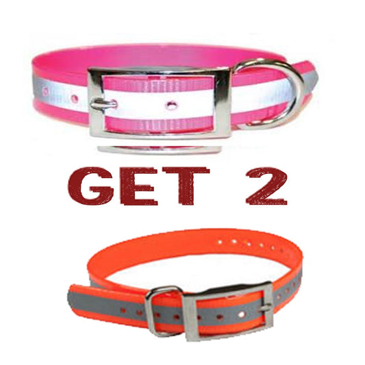 Sparky Pet Co 1" 1- Orange/1- Pink Reflective Square Buckle High Flex Dog Strap