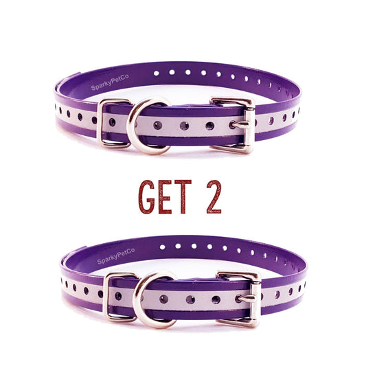 Sparky Pet Co 3/4" 2 - Purple Reflective Roller Buckle High Flex Dog Strap