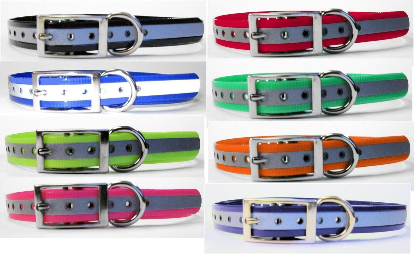 1" Reflective High Flex E-collar, Bark Collar  Square Buckle Replacement Strap with Strip