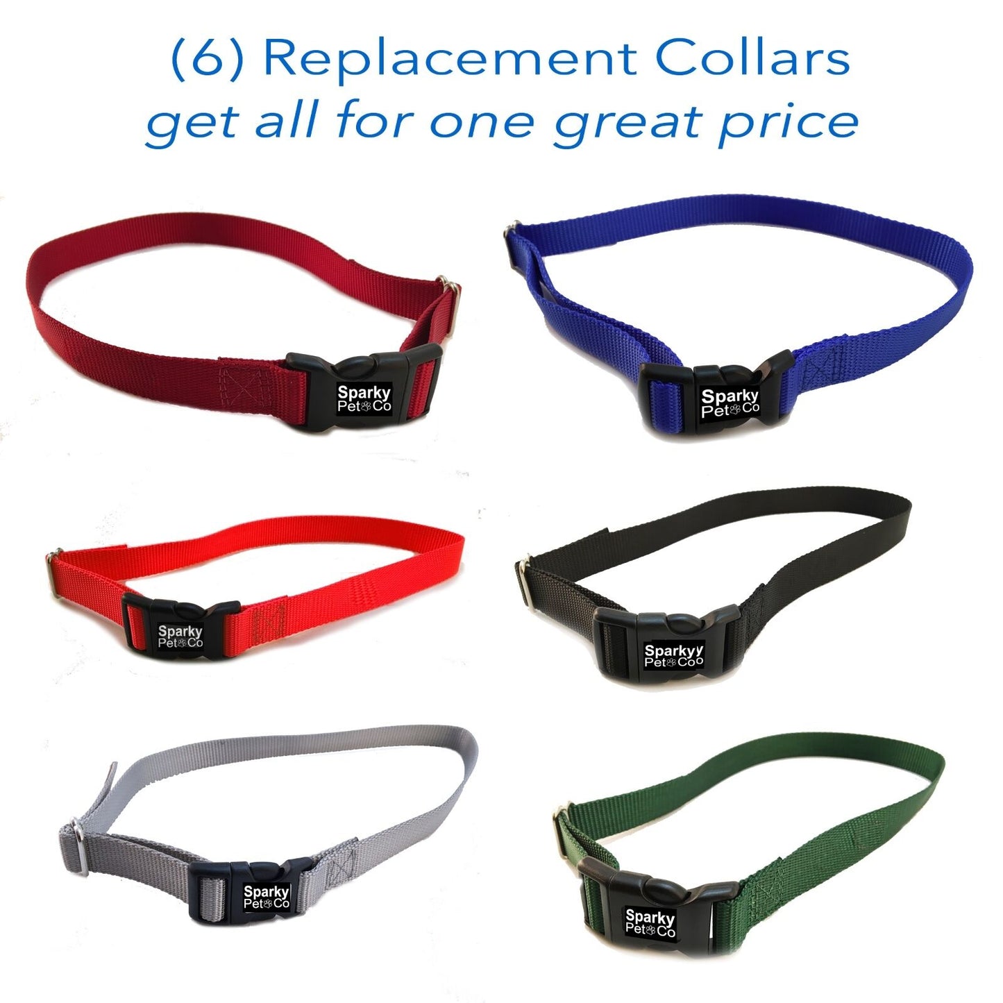 3/4" SOLID Boy Dog Colors Receiver Replacement Straps- Set of 6 Wireless Straps