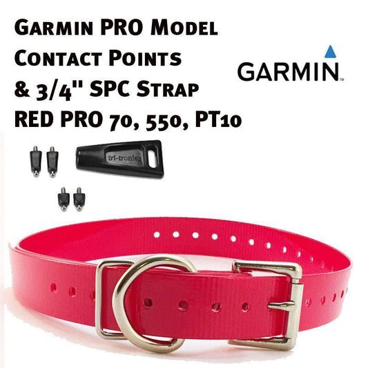 Garmin PRO Model Contact Points & 3/4" SPC Strap Red  PRO 70, 550, PT10