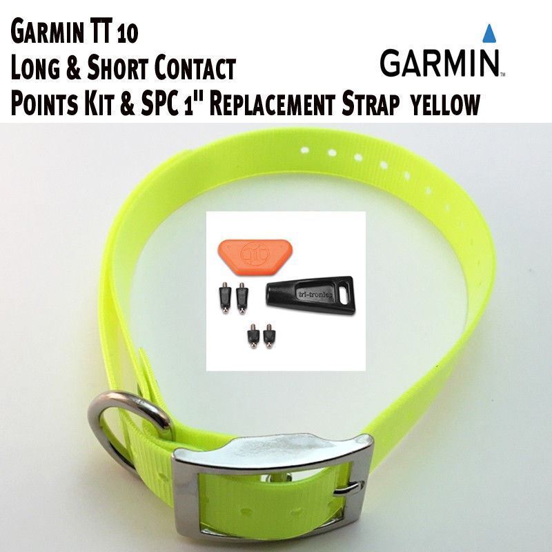 Garmin TT 10 Long & Short  Contact Points & SPC 1" Replacement Strap Neon Yellow