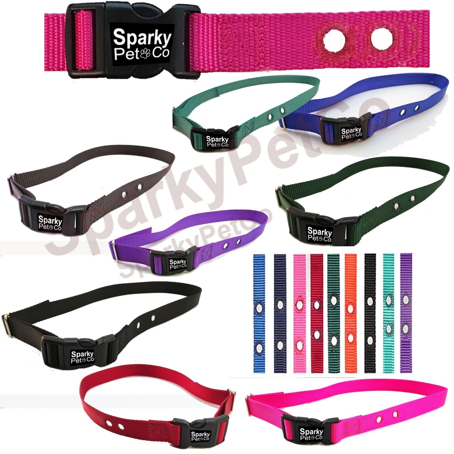 Sparky Pet Co - Heavy Duty 1" Nylon Replacement Collar - 2 Holes 1.25" - Black