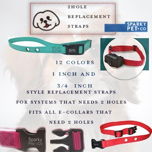 Sparky Pet Co Dog Fence Receiver Heavy Duty Replacement Dog Strap 3/4" Nylon 2 Hole 1.25 - 15 Colors