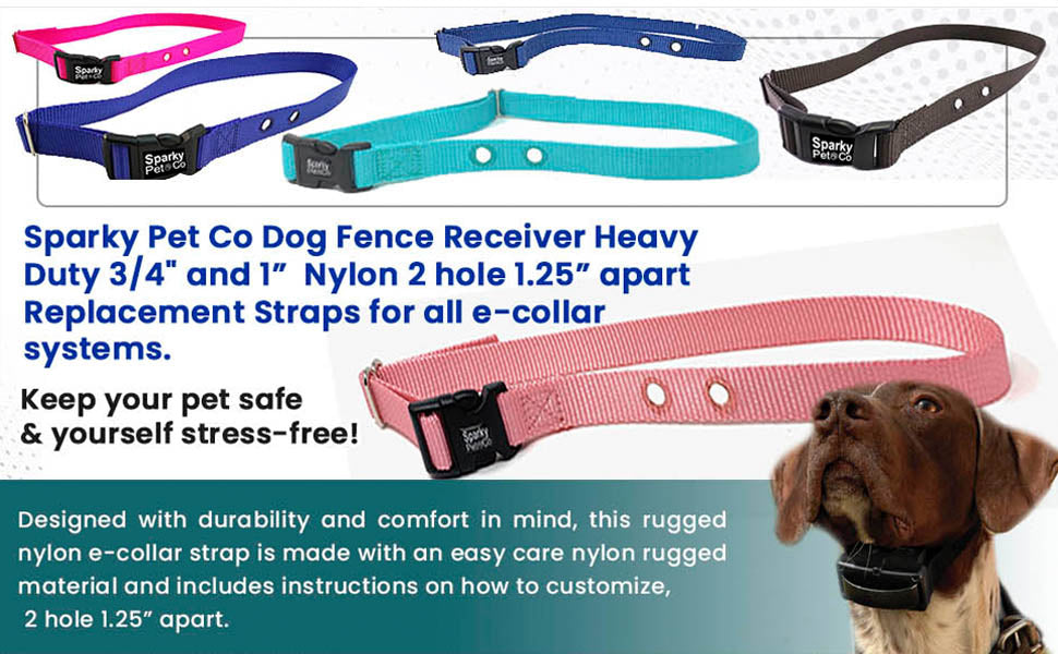 Sparky Pet Co Nylon 1" Dog Strap 2 Hole 1.25" Apart Compatible with Petsafe