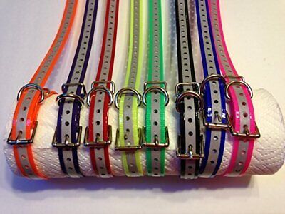 3/4 Inch Reflective High Flex Dog Roller Buckle Collar Straps (Green/Pink)