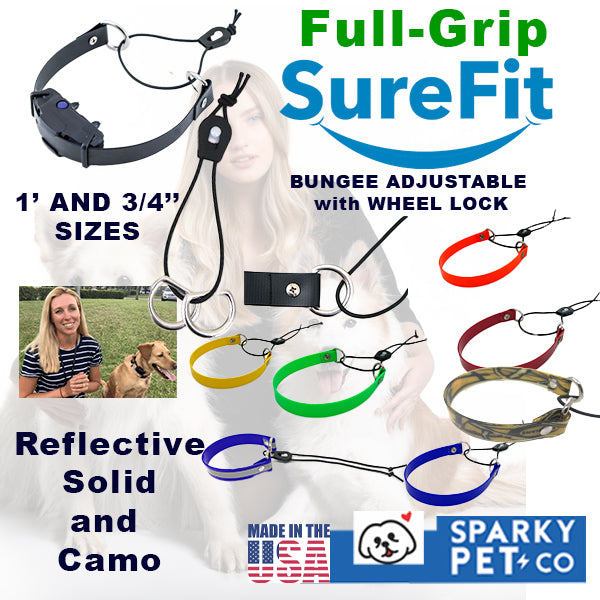 Small Dog GPS Replacement Collar, Adjustable Bungee Multi Hole Flex, 1" Wide, Reflective Green