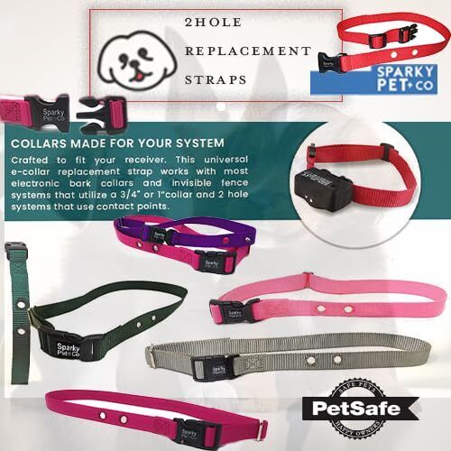 Sparky Pet Co Nylon 1" Dog Strap 2 Hole 1.25" Apart Compatible with Petsafe