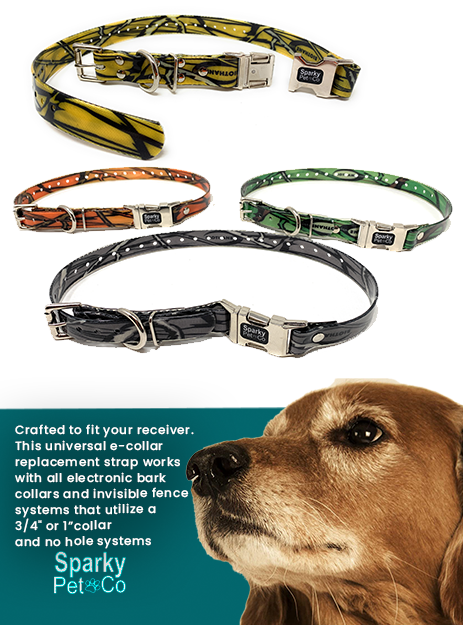 Sparky Pet Co - Apollo ECollar Replacement Strap - Dog Collar - Waterproof Biothane - Adjustable - Double Buckle - Quick Snap Metal Clasp - for Invisible Fence Systems - 3/4" x 28" (Yellow Camo)