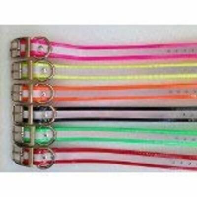 3/4 Inch Reflective High Flex Dog Roller Buckle Collar Straps (Green/Pink)