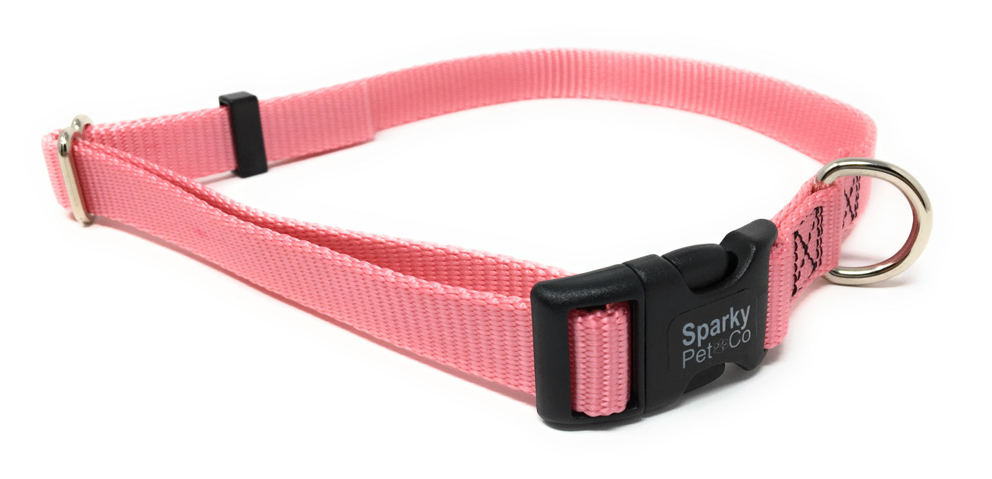 Sparky Pet Co 1" Universal Clip-N-Go Adjustable Nylon Dog Collars - Carnation Pink