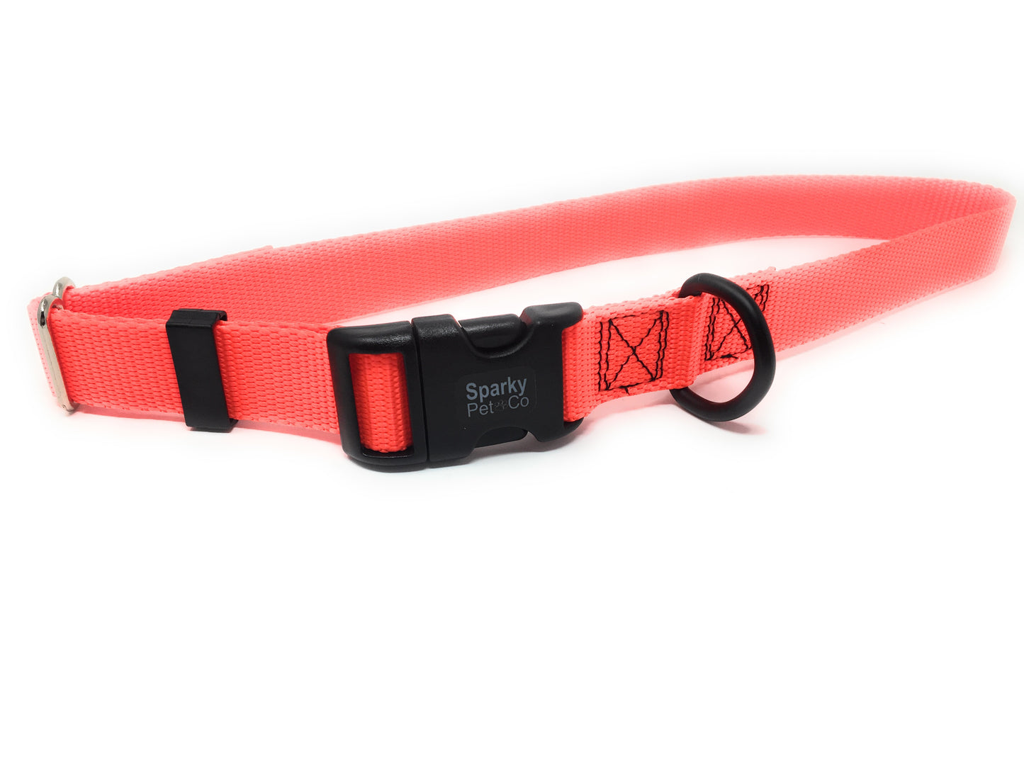 Sparky Pet Co 1" Universal Clip-N-Go Adjustable Nylon Dog Collars - Neon Orange