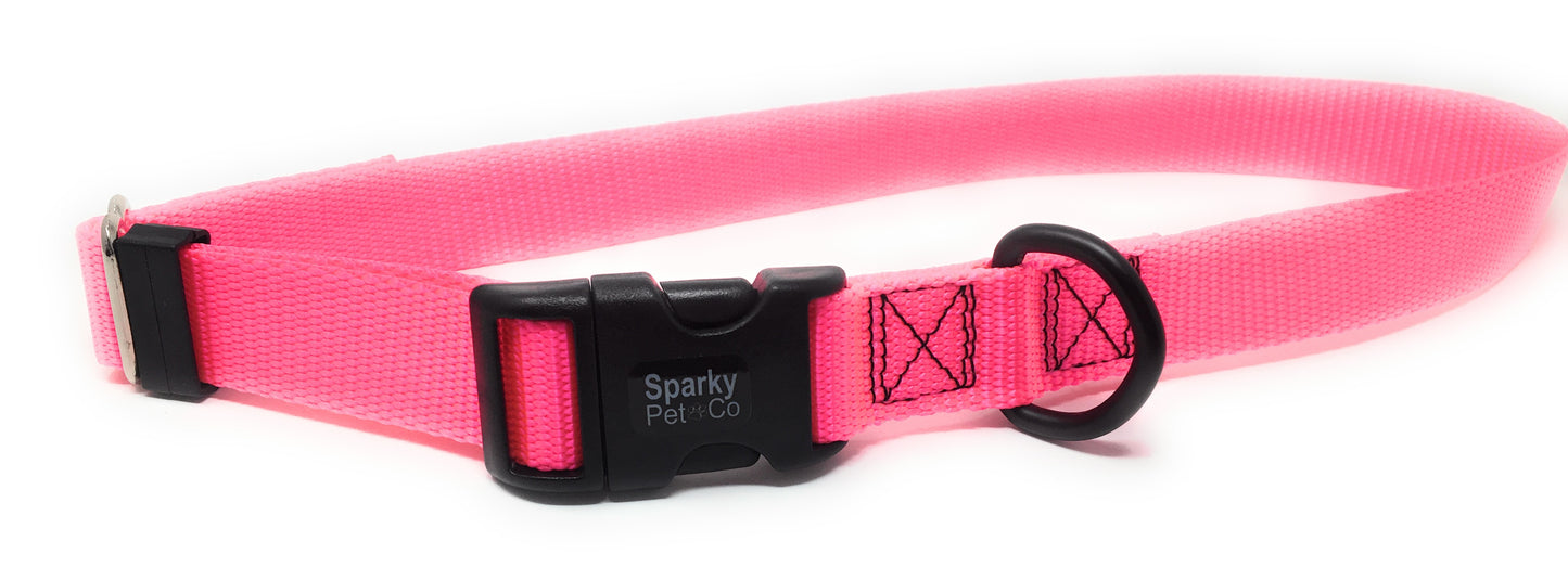 Sparky Pet Co 3/4" Clip-N-Go Nylon Dog Collar - Neon Pink/Blue