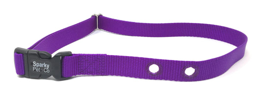 Sparky Pet Co 1" Nylon 2 Hole 1.25 Replacement Strap for All Wireless, In Ground Systems - Purple