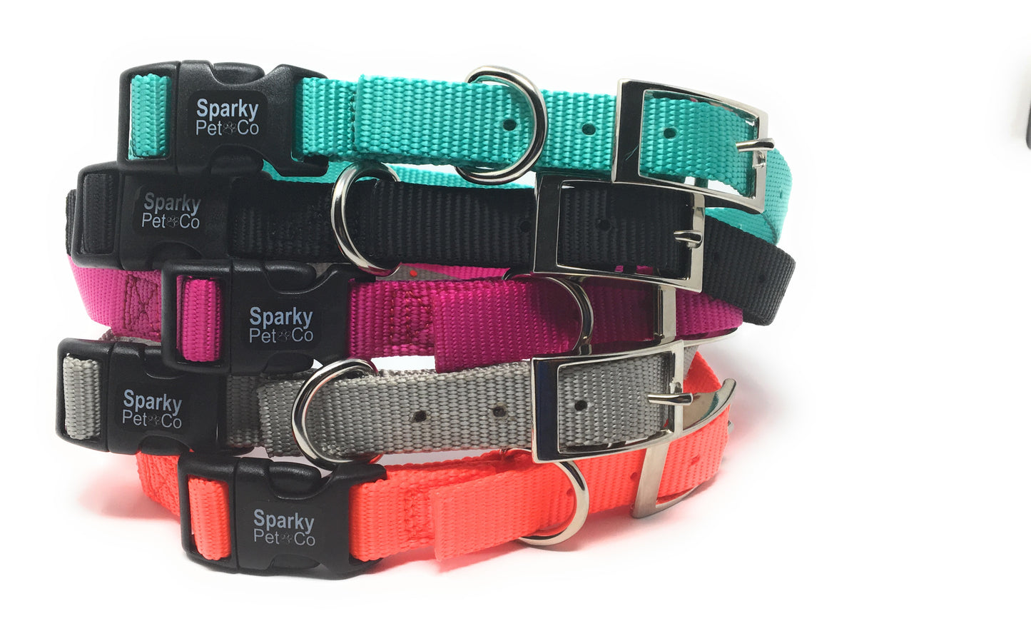 Sparky Pet Co - ECollar Replacement Strap - Double Buckle Dog Collar - Rugged Nylon - Adjustable - D Ring - Quick Release Metal Clasp - for Invisible Fence Systems - 3/4" x 21" - Purple