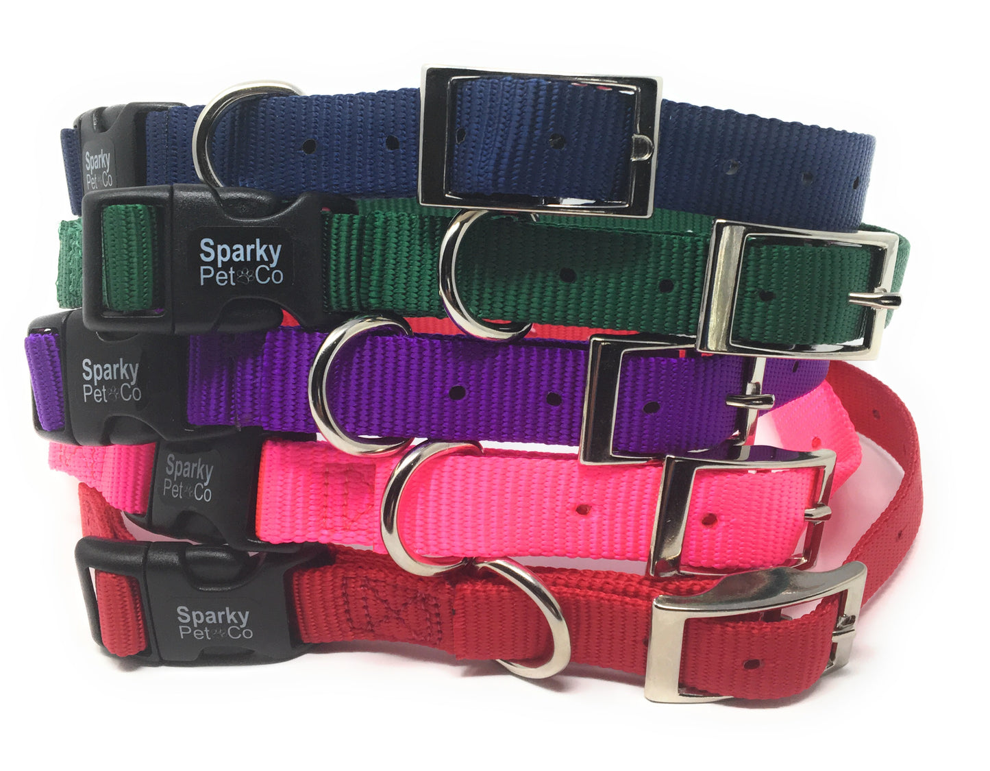 Sparky Pet Co 3/4" Collar Compatible Nylon Double Buckle Quick Snap - Black