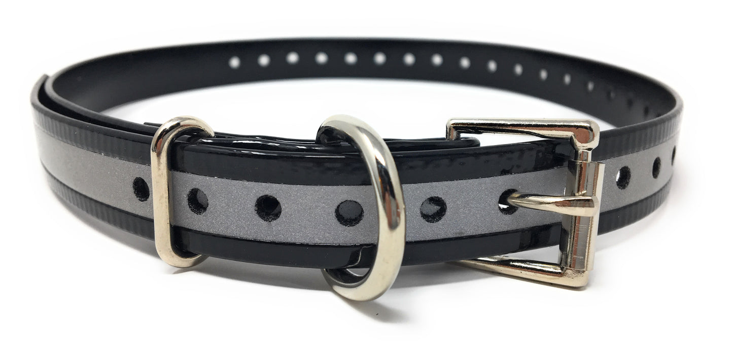 Sparky Pet Co 1" Square Buckle High Flex Waterproof Dog Collar - Reflective Black