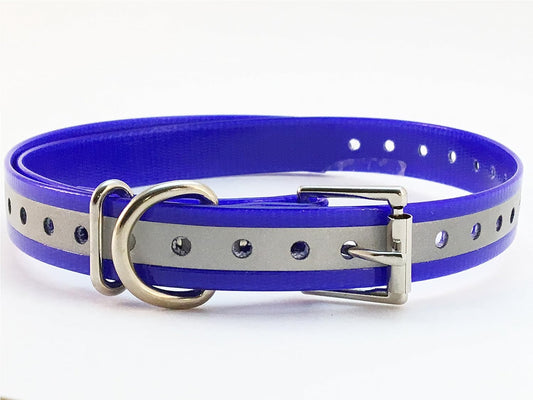 SparkyPet Co 1" Square Buckle High Flex Dog Strap for Garmin Dogtra - Reflective Blue