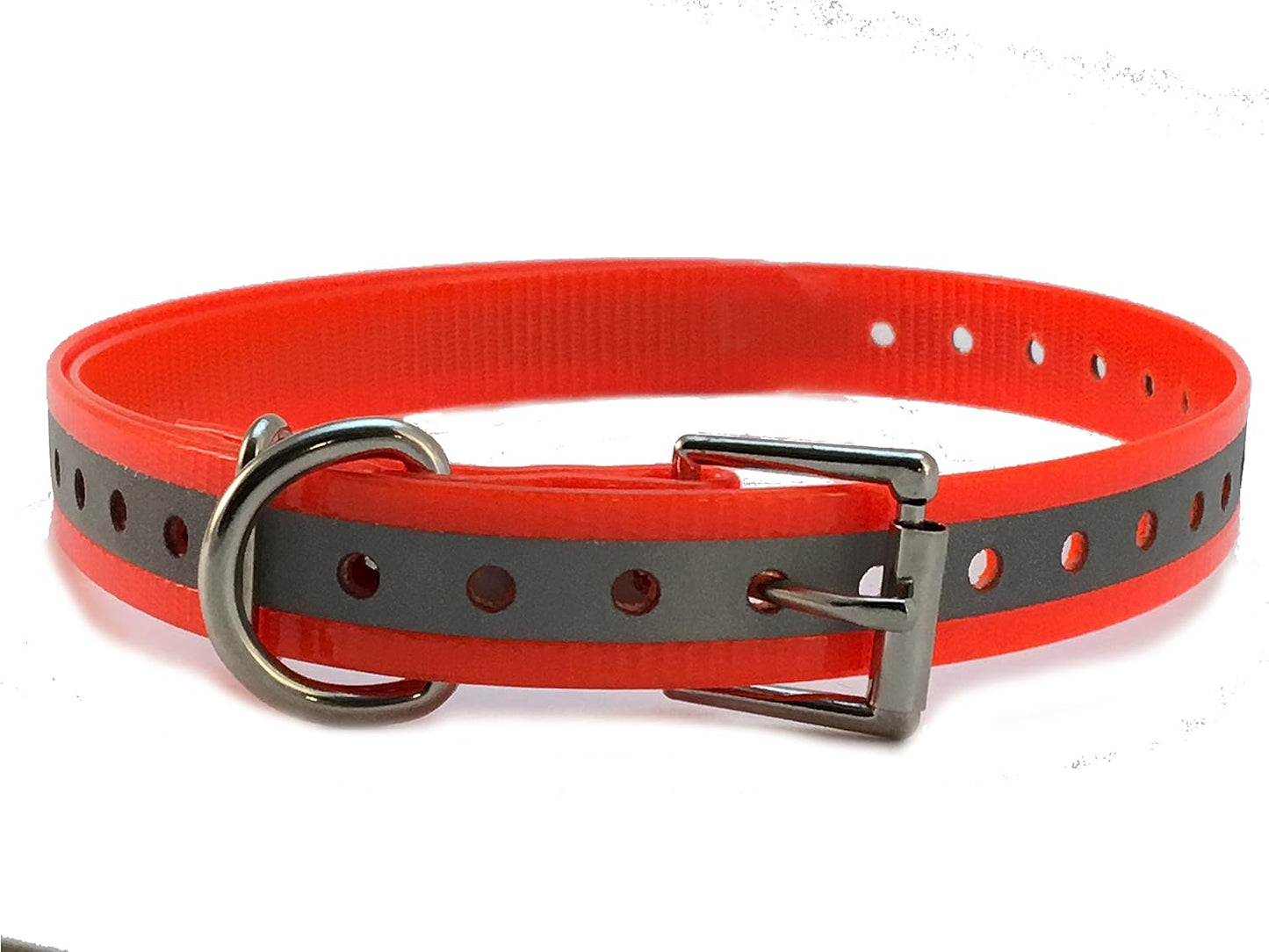 1" Reflective High Flex E-collar, Bark Collar  Square Buckle Replacement Strap with Strip