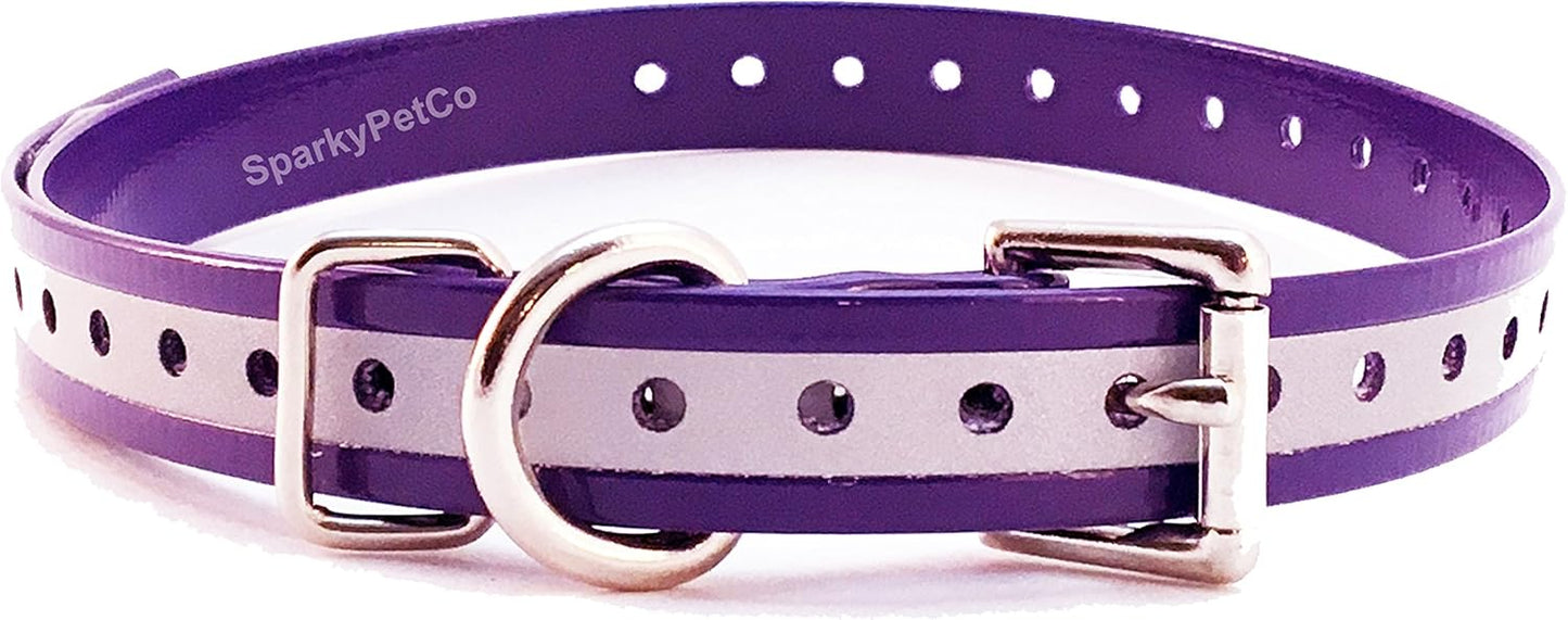 Sparky Pet Co 3/4" 2 - Purple/Yellow Reflective Roller Buckle High Flex Dog Straps