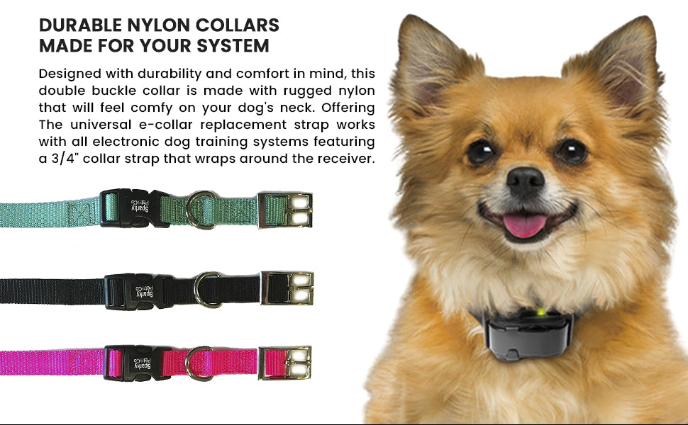 Sparky Pet Co 3/4" Heavy Duty Nylon E Collar Double Buckle Strap - 13 colors