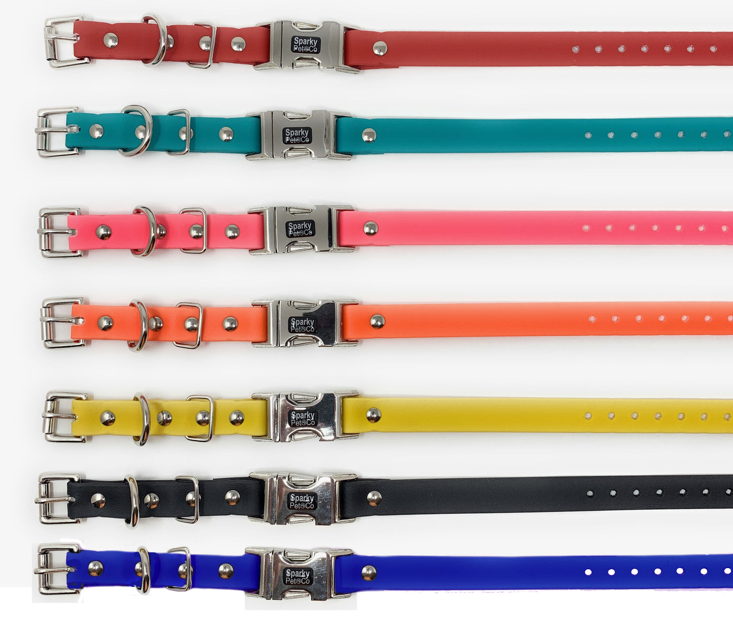 Sparky Pet Co 3/4" Waterproof Biothane Double Buckle Dog Receiver Strap-7 Colors