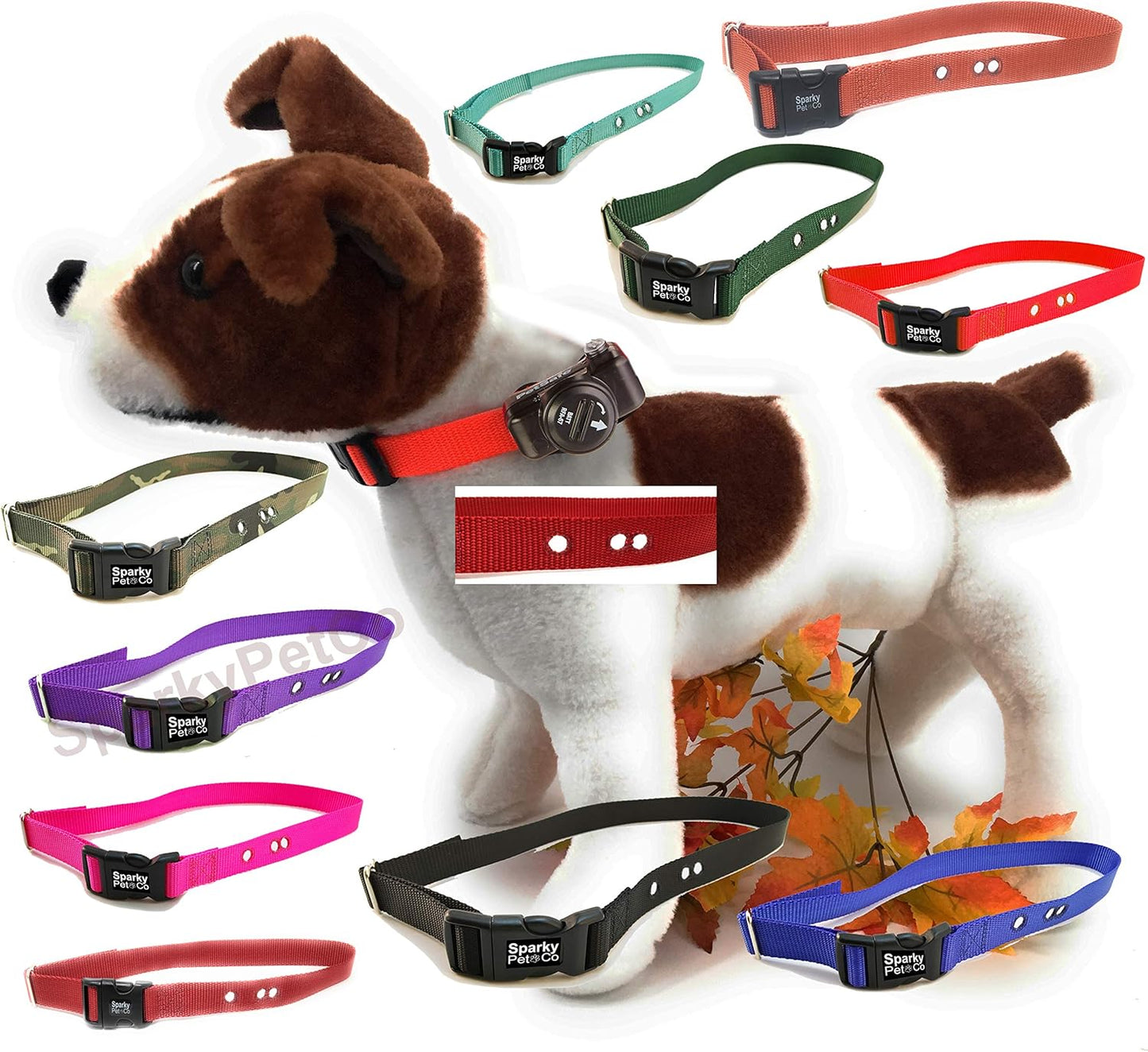 Sparky Pet Co 3/4" - ECollar Replacement Strap - Easy Release Buckle Dog Collar - Rugged Nylon - 3 Non Consecutive Hole - for Invisible Fence Systems - 11 Colors