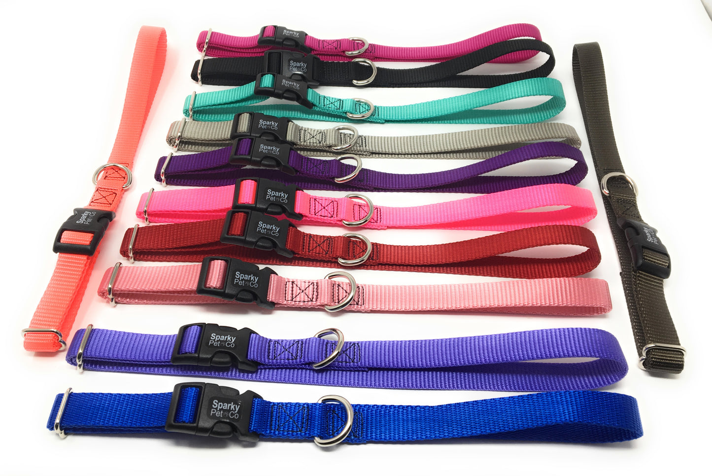 Sparky Pet Co 1" Universal Clip-N-Go Adjustable Nylon Dog Collars - Neon Orange