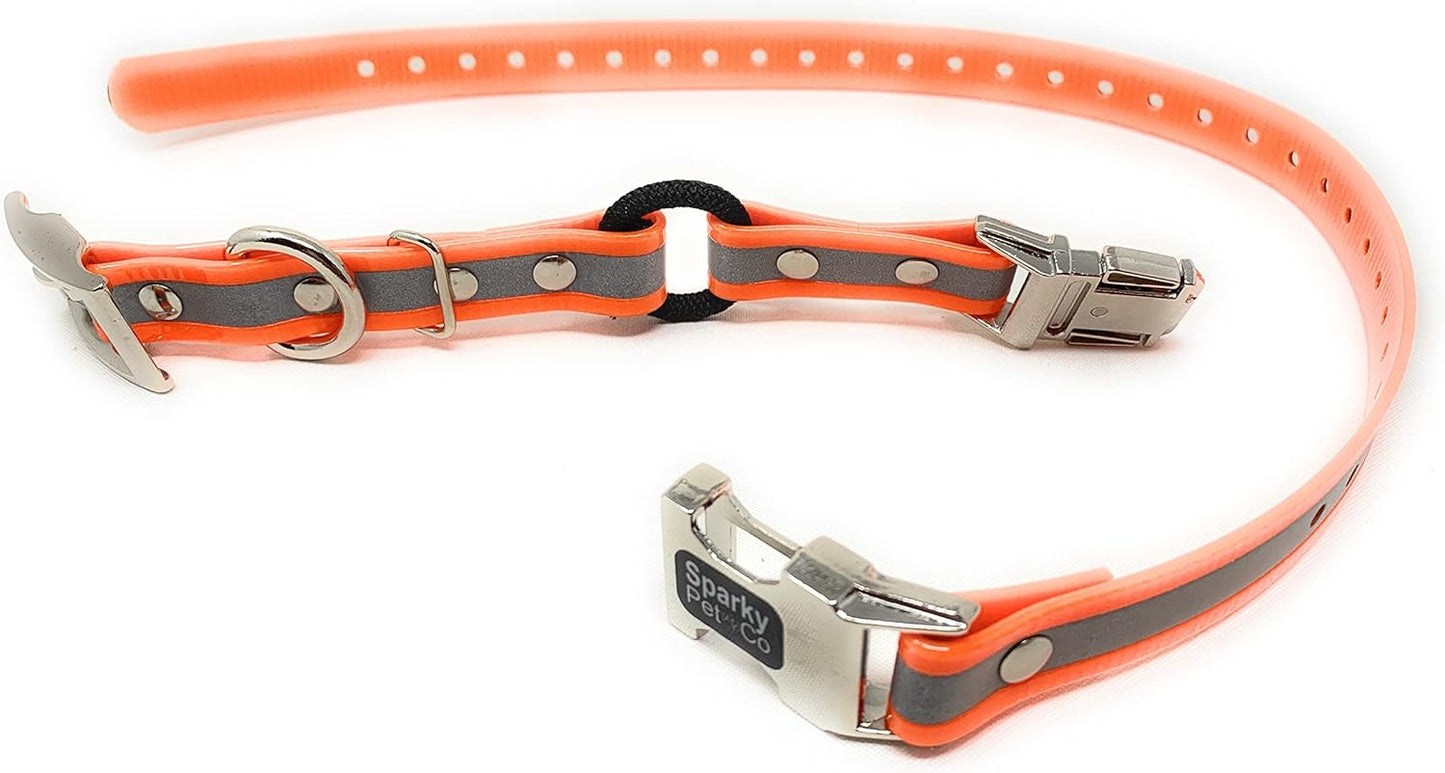 Zeus ECollar Replacement Strap Double Buckle Metal Clasp 3/4" Orange Reflective