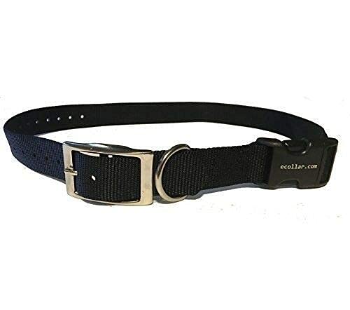 1" Quick Snap Double Buckle Replacement E Collar Dog Strap, Black