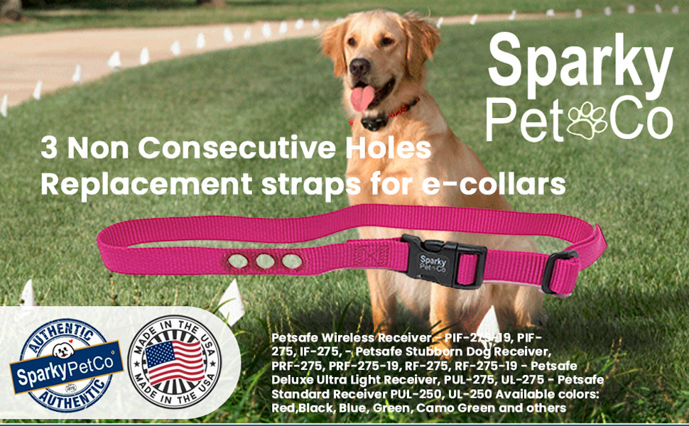 Sparky Pet Co 1" SportDOG SBC-6 & SBC-18 Dog Bark Collar Replacement Nylon Strap Heavy Duty 3 Consecutive - 11 Colors