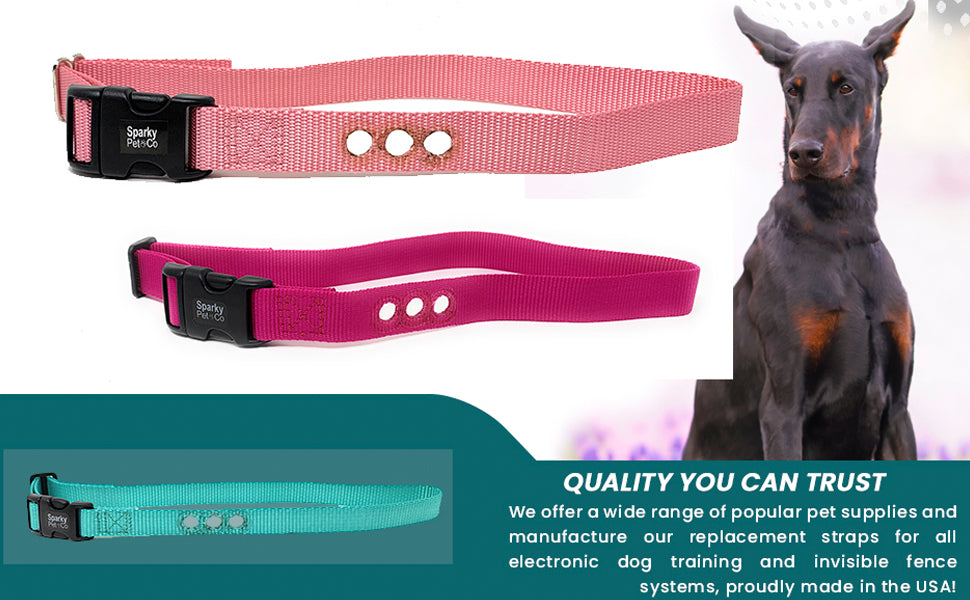 Sparky Pet Co 1" SportDOG SBC-6 & SBC-18 Dog Bark Collar Replacement Nylon Strap Heavy Duty 3 Consecutive - 11 Colors