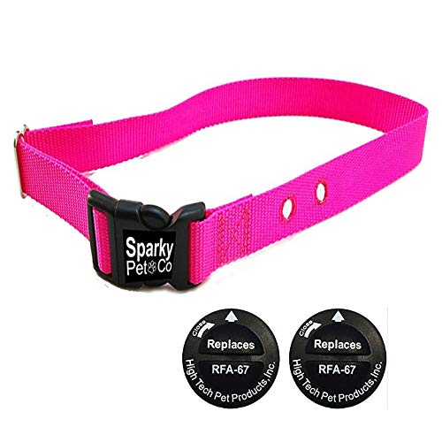 Sparky Pet Co 1" Replacement Bark Collars and 2 High Tech RFA 67D Batteries,