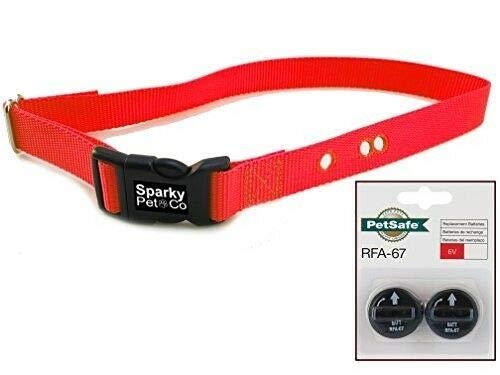 Sparky Pet Co 1" Replacement Bark Collars and 2 RFA 67D Batteries, Neon Orange