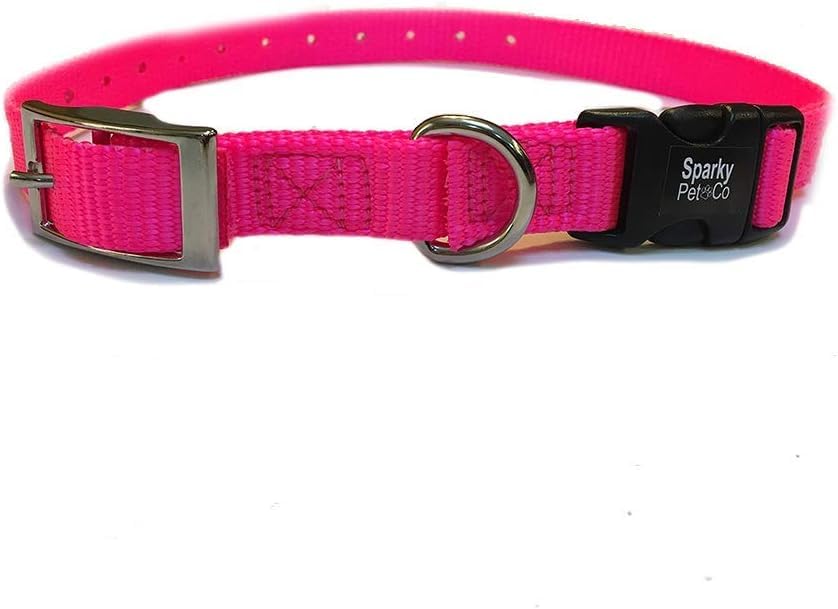 Sparky Pet Co - 3/4" Double Buckle Nylon Collars 2 Hole (1.25") Receiver Collar,Neon Pink