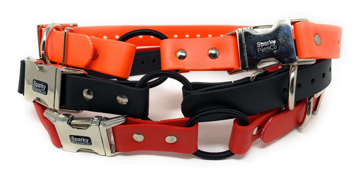 Zeus ECollar Replacement Strap Biothane Bungee Double Buckle MetalClasp 3/4" x 28" Red