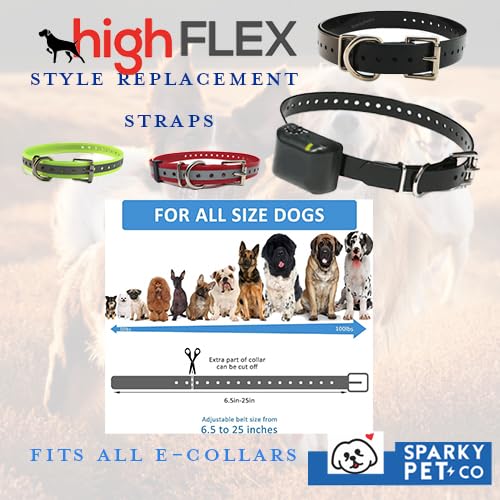 Sparky Pet Co 3/4' High Flex Waterproof Roller Buckle Dog Strap, Black