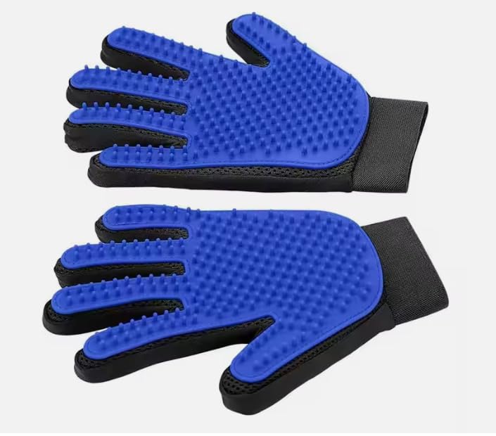 Pet Grooming Pet Hair Remover Glove-- Perfect Washing Glove Brush R/L HAND, Blue