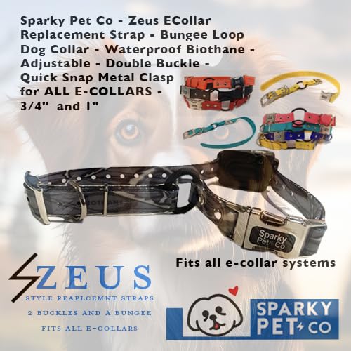 Zeus ECollar Replacement Strap Bungee DoubleBuckle MetalClasp 3/4"x28" Pink Reflective