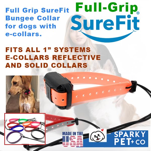 Small Dog GPS Replacement Collar, Adjustable Bungee Multi Hole Flex, 1" Wide, Reflective Green