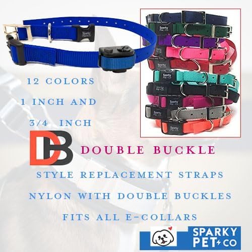 Sparky Pet Co - 3/4" Double Buckle Nylon Collars 2 Hole (1.25") Receiver Collar,Neon Pink