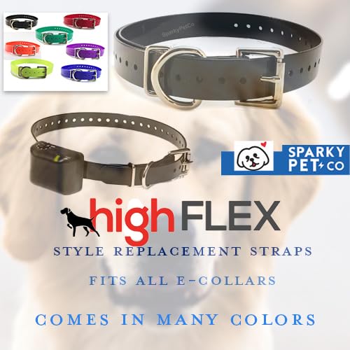 Sparky Pet Co 3/4' High Flex Waterproof Roller Buckle Dog Strap, Black