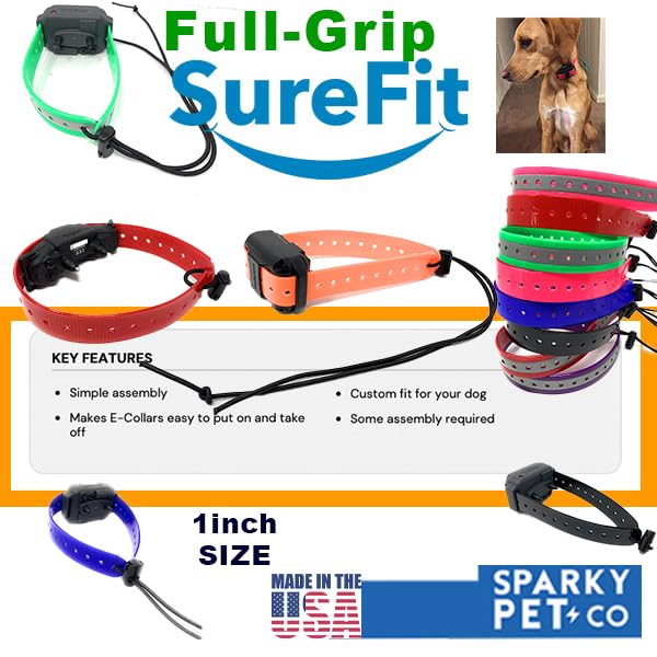 Small Dog GPS Replacement Collar, Adjustable Bungee Multi Hole Flex, 1" Wide, Reflective Green