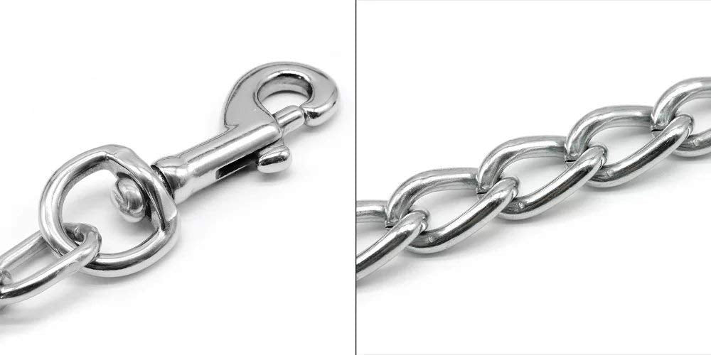 OmniPet 3/4" x 4' Zeta Chain Lead/2.5mm Link with 3/4" Biothane Handle Strap-