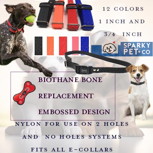 Sparky PetCo 1" 2 Hole 1.25" Biothane Universal Bone Embossed Dog Strap